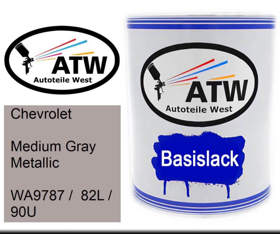 Chevrolet, Medium Gray Metallic, WA9787 /  82L / 90U: 1L Lackdose, von ATW Autoteile West.